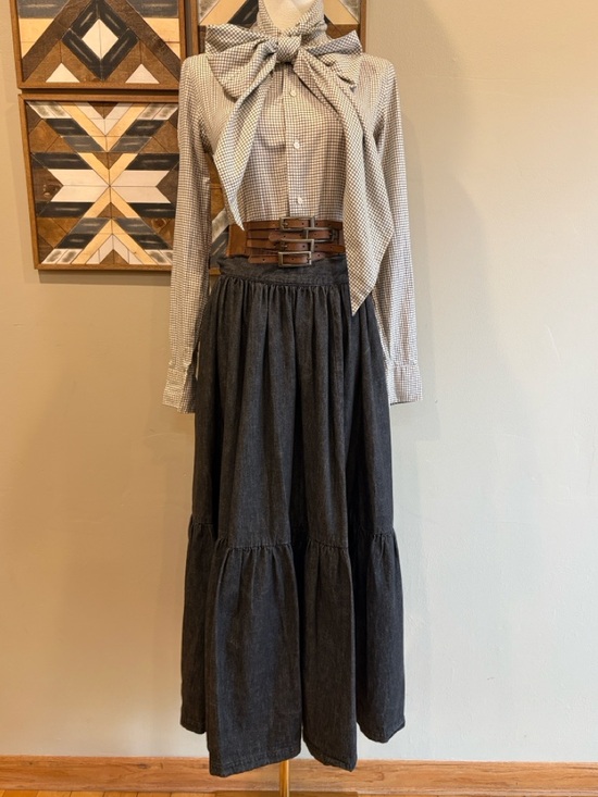 Ralph Lauren Blue Label Dresses & Skirts - Vintage Ralph Lauren Blue Label 80s Black Denim Tiered Peasant Maxi Skirt sz 10